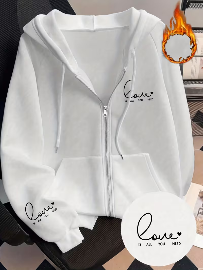 Women's Casual Hooded Zip Up Top Relaxed Fit Retro Trendy Loose Fitting Sweatshirt For Autumn Winter Print_ecoleips.com