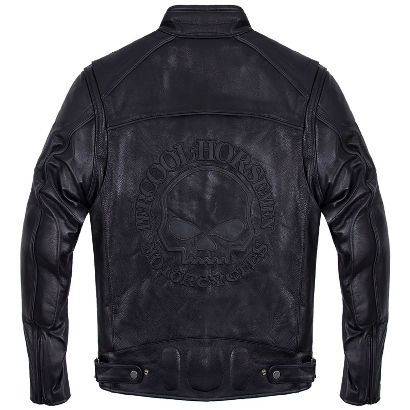 Leather jersey, short jacket, genuine leather, with embroidery