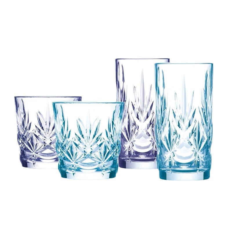 ARC Bow and Arrow Gono Taza de vidrio templado Taza de agua azul púrpura Taza de enjuague bucal Taza tallada de alto valor Taza de bebida