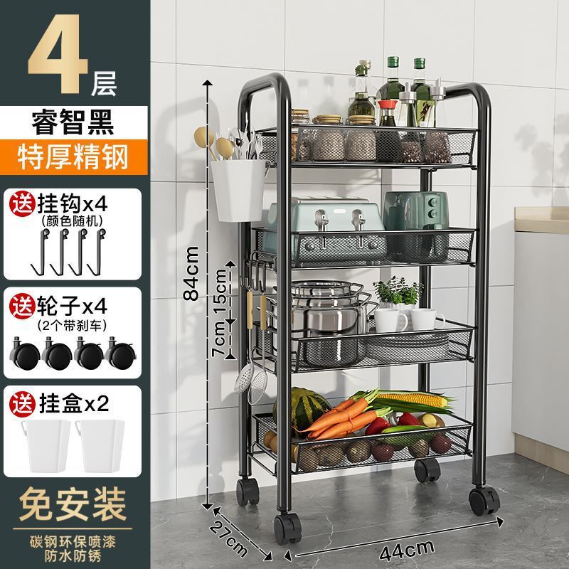 台所の棚が床に落ちた多層家庭用電子レンジ棚野菜収納棚オーブン棚収納棚車輪付き|undefined