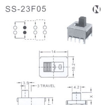 供应开关来图制定 双极三位拨动开关 SS-23F05电子拨动开关