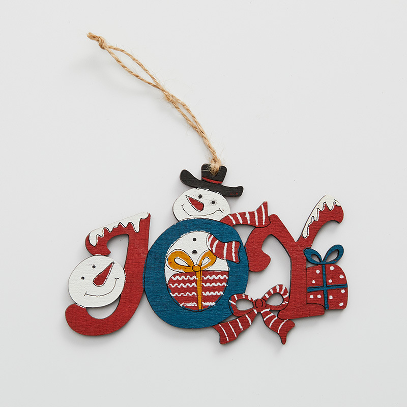 Buscando madera 12cm madera letreros ingleses decoraciones de Navidad colgante árbol de Navidad muñeco de nieve letras colgantes de color