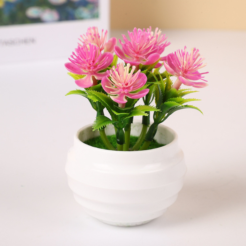 模擬6つの小さな蓮の鉢植え装飾品、植物造花、デスクトップ装飾小さな装飾品、pp造花、緑の植物、小さな鉢植え|undefined