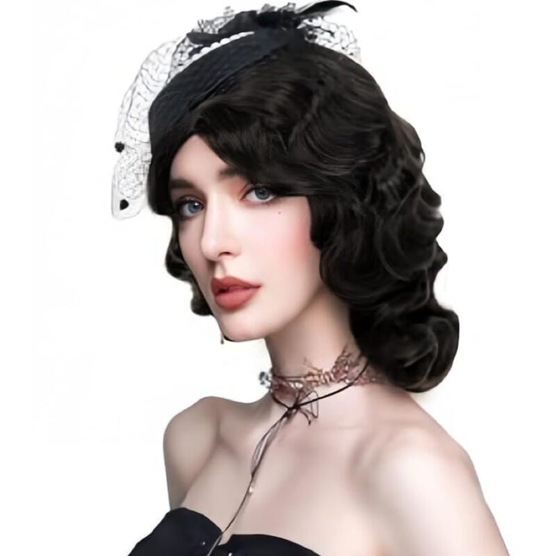 [New Product] European and American Style 1920S Golden Retro Wavy Synthetic Wig for Stage and Party Short Hair