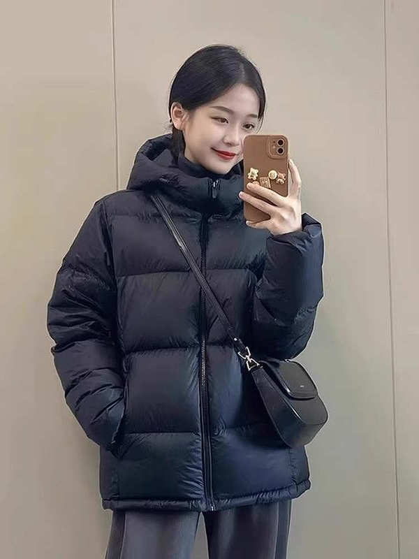 黑色羽绒棉服女冬季2025年新款韩系高级感加厚小个子连帽棉袄外套|undefined