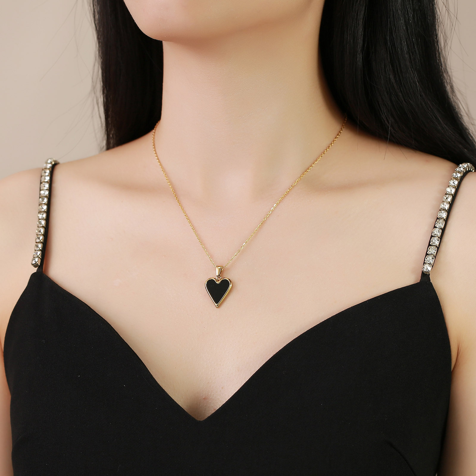 Fashion Heart Shape Stainless Steel Necklace Plating Inlay Shell Stainless Steel Necklaces_colorza_4