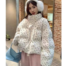 碎花棉服短款外套女冬季2023年新款韩系学院风加厚长袖棉衣花棉袄
