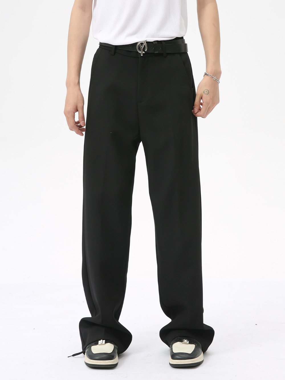 MTLCLOTHES Hombres| 2024 otoño nuevo producto coreano de alto lujo simple de color sólido pantalones casuales rectos sueltos