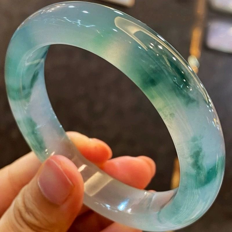 Emerald Bracelet Ice Type Floating Flower Jade Bracelet Natural Emerald Jade Bracelet Mom Safe Real Jade Bracelet Authentic