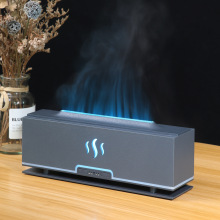 长方形镂空仿真火焰香薰机 蓝灯超声波加湿器180ml空气增湿器批发
