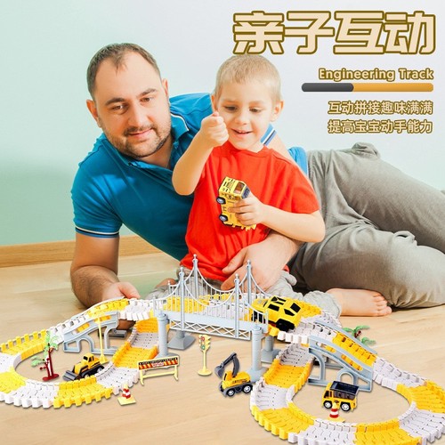 Cross-border rail car toy track slide children's educational toys engineering rail car birthday gift stall wholesale