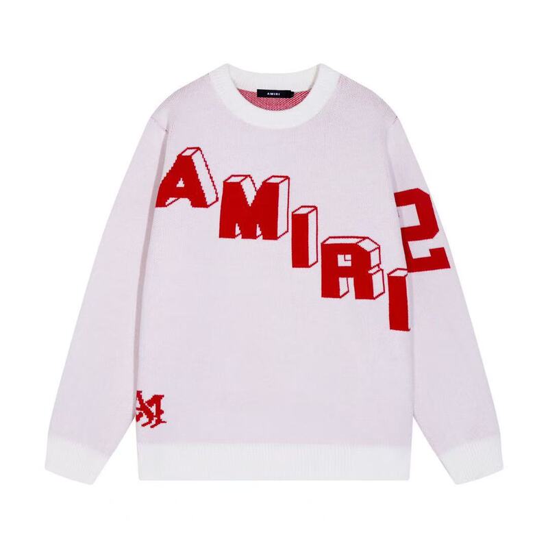 Cross-Border Amiri26 New Sweater with Large 22-Letter Logo on the Back, Unisex Knitwear for Autumn and Winter