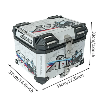 Cross-Border Black Decal Motorcycle Aluminum Motorcycle trunk - 45l-ringworld-white