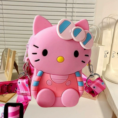 Hello Kitty, мультяшная силиконовая маленькая модная краля, сумка через плечо, кошелек