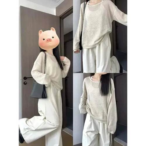 Lazy-style designer hollow-out knit top for women: Summer, loose-fitting, high-end UV-protective camisole—perfect as an outer layer or standalone top.