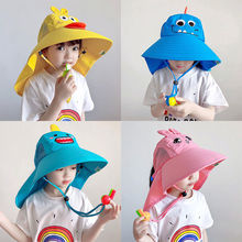 兒童新款漁夫帽透氣遮陽帽男女童防紫外線夏防曬帽大帽檐太陽帽薄