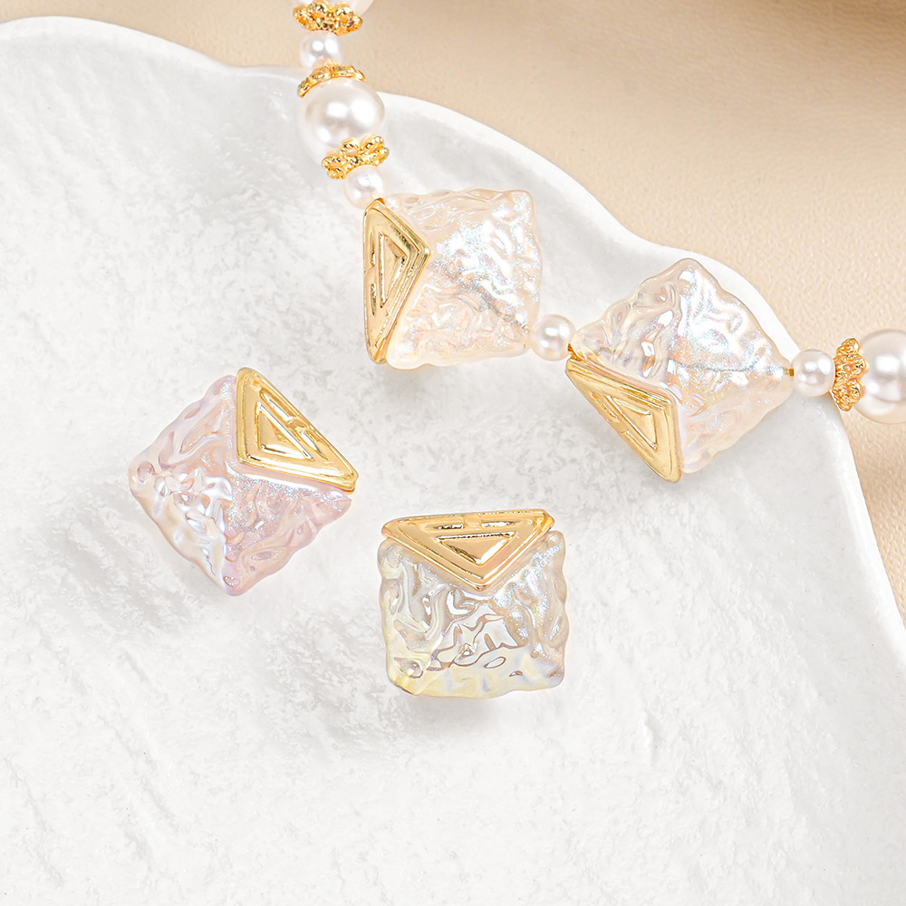 菱形波纹倒角串珠隔珠diy手机链钥匙扣装饰小零件配饰批发abs