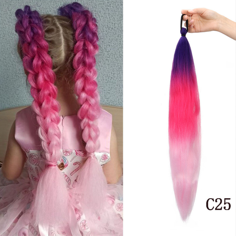 Fábrica de niñas elásticas pelucas de cola de caballo trenzas de boxeo trenzas de cuerda elástica de color trenzas de caballo para niños pelucas de cola de caballo