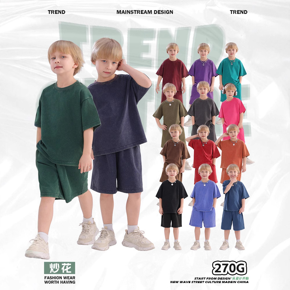 Cross-Border Children's Short-Sleeved Suit, European and American Trendy Brand, New Summer Style Boys' Shorts and T-Shirt Children's Suit Two-Piece Set