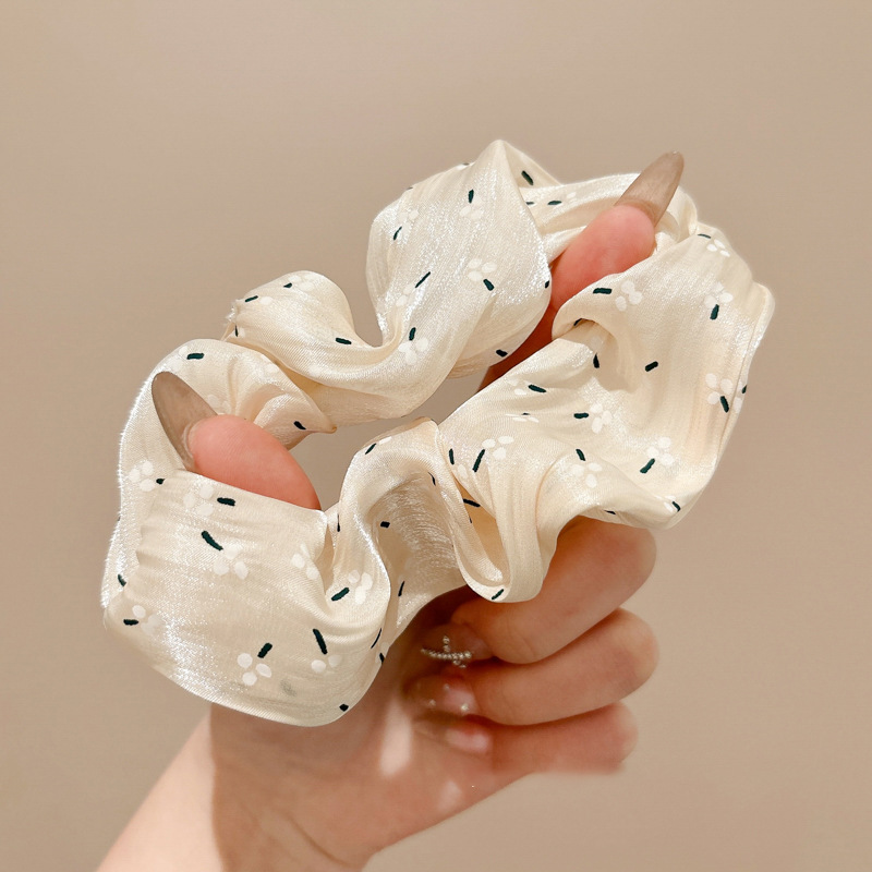 2025 primavera nueva tela amarilla anillo de cabello de intestino grande mujer japonesa ondulación asintiendo cuerdas de cabello de cola de caballo adornamiento para el cabello