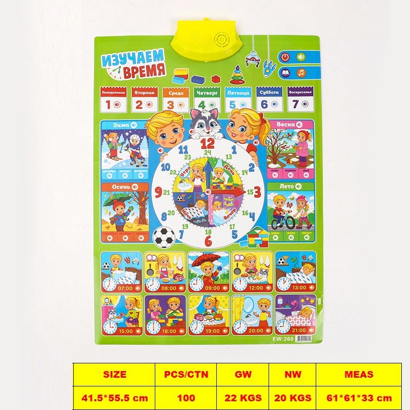 俄罗斯语有声挂图早教启蒙玩具俄文挂图宝宝手指点读书挂图