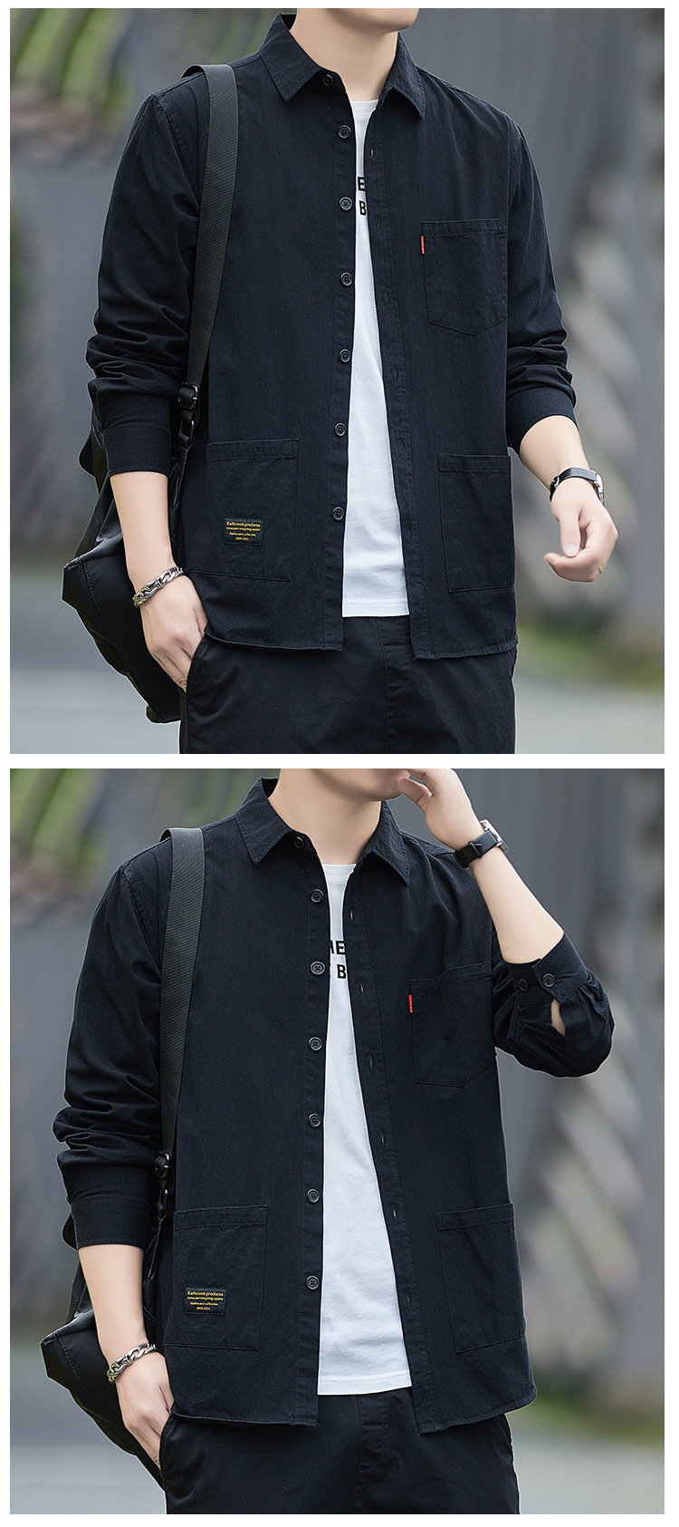 Nuovo top in puro cotone a maniche lunghe, abbigliamento casual da lavoro da uomo, giacca in cotone, versione coreana, ampia e alla moda_voghion.com