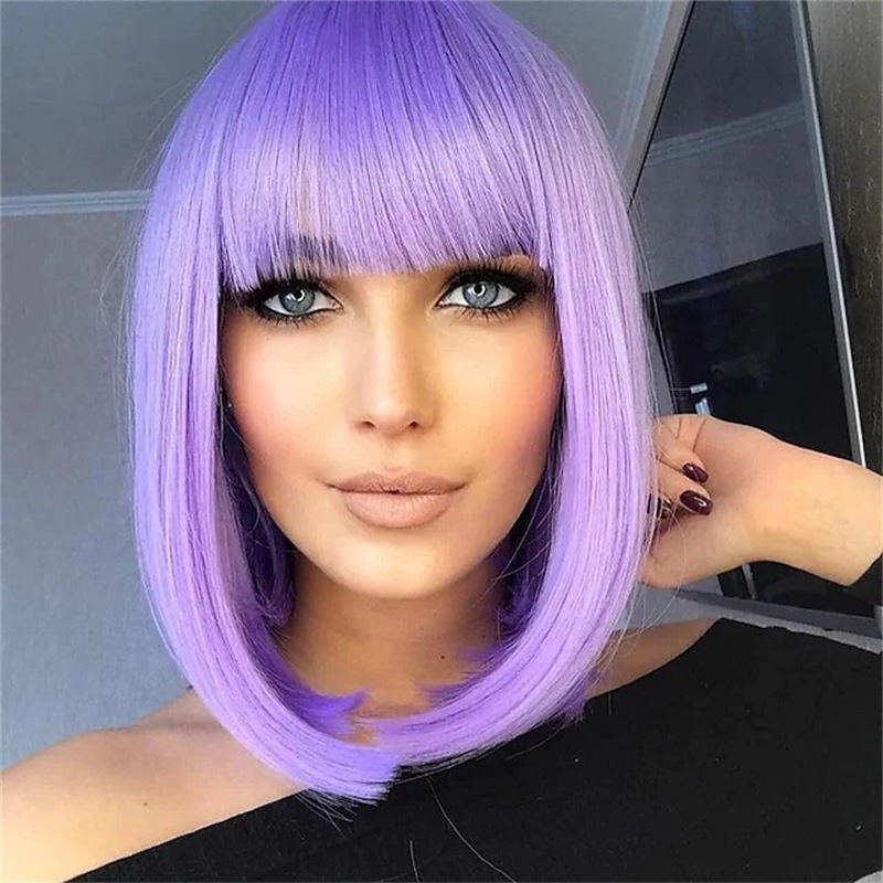 European and American Wigs for Women with Short Straight Hair and Bangs, Student Hair Bobo Head, Multi-Color Optional Mechanism Headgear, Button Net European and American Wigs for Women with Short Straight Hair and Bangs, Student Hair Bobo Head, Multi-Color Optional Mechanism Headgear, Button Net