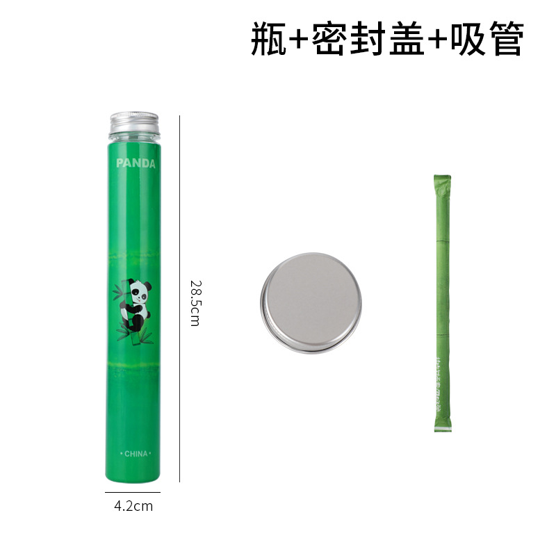 Celebridad en línea Panda sosteniendo la taza de bambú desechable de plástico delgado para mascotas taza de té de leche para llevar 400ml taza de bebida de jugo