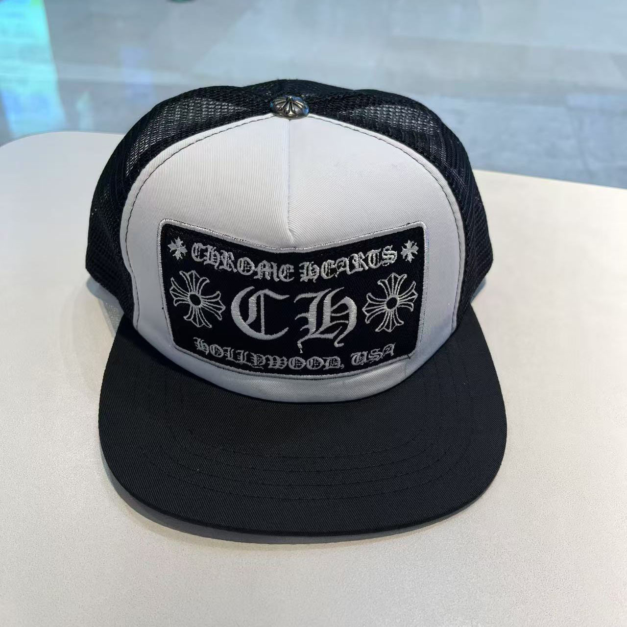 Sombrero para el sol CH Cro de verano para parejas nuevas de moda americana, sombrero de hip-hop de ala plana bordado a la moda ~ sombrero de malla de béisbol