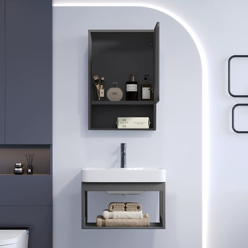 Cerámica colgante tipo pared balcón lavabo gabinete combinado pared colgante lavabo doméstico pequeño tipo baños gabinete colgante bandeja