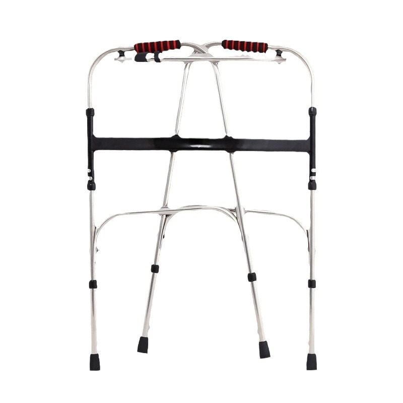 Acero inoxidable anciano caminando caminante plegable muletas de rehabilitación caminante auxiliar antideslizante de cuatro patas asistido brazo