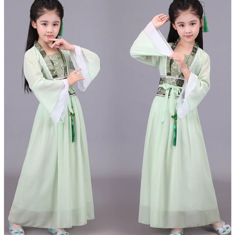 Традиционная китайская одежда для девочек, детский костюм Тан в древнем стиле, древний костюм в национальном стиле, одежда супер феи Бай Нувзи, ищущая руководство, наряд для классического танцевального выступления.