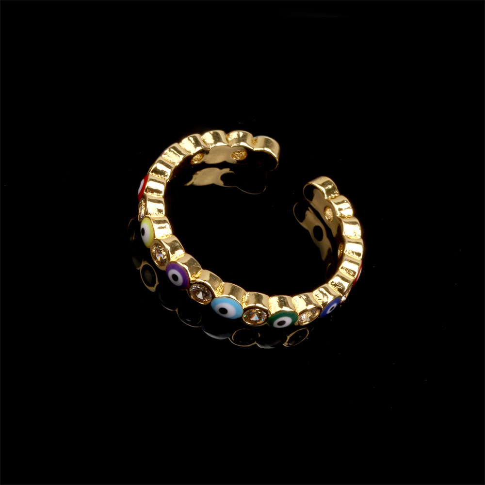 Fashion Devil's Eyes Stacked Oil Drop Open Copper Inlaid Zircon Ring Wholesale Nihaojewelry display picture 10