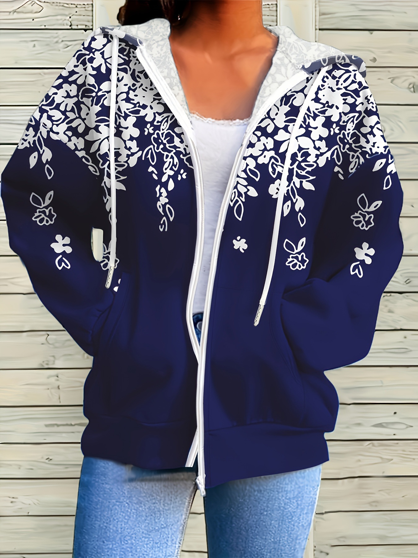 Demi-season solid color jacket with hood with zipper