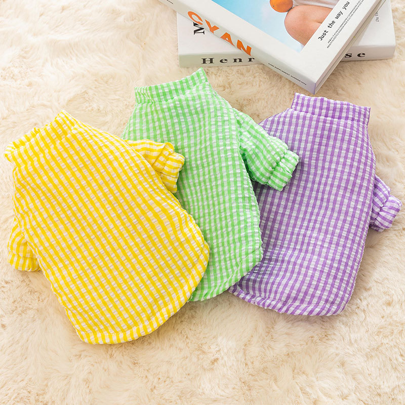 Cat Clothes,Warm And Thickened In Autumn And Winter,Fashionable Checkerboard Two-legged Cotton Coat,Pomeranian Pet Dog Clothing