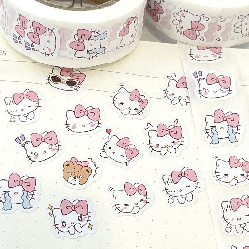 Ins小紅書爆金粉kitty巻きシール価値アニメ500枚かわいい手帳装飾テープ|undefined