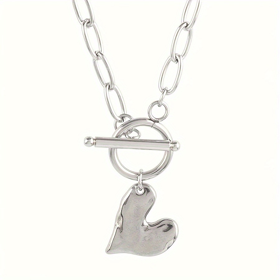 Collier ras-de-cou pour femme, en acier inoxydable, avec pendentif cœur simple et tendance (boucle OT), disponible en stock._voghion.com