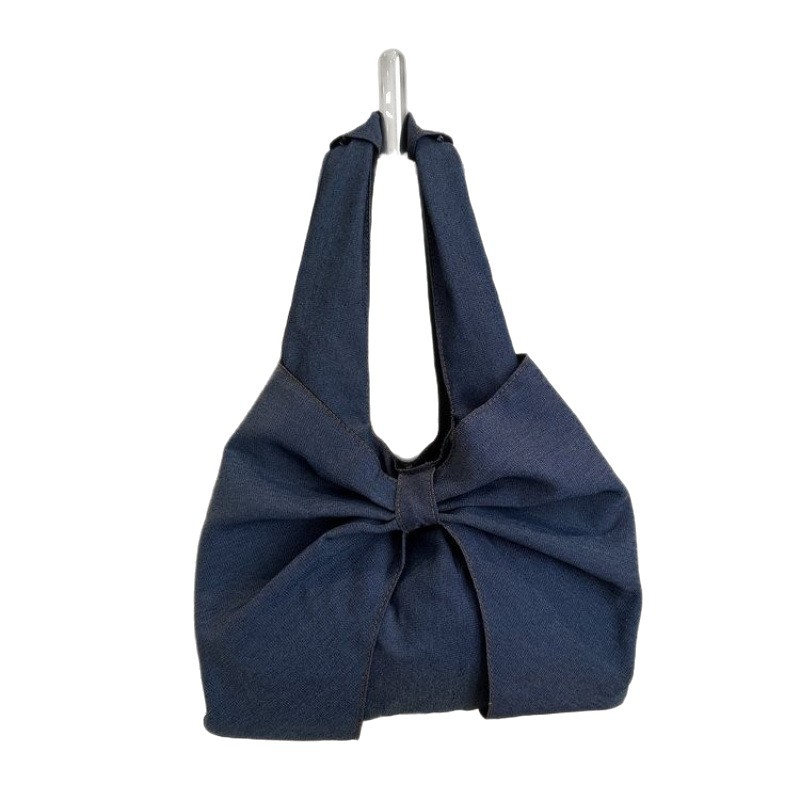 Transfronterizos nuevos grandes bolsas de brazo de diseño de mujer denim mano grande arco denim de manga corta