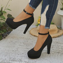 E 42133 Black Velvet Mary Jane Heels ��ɫ�q��߸�Ь