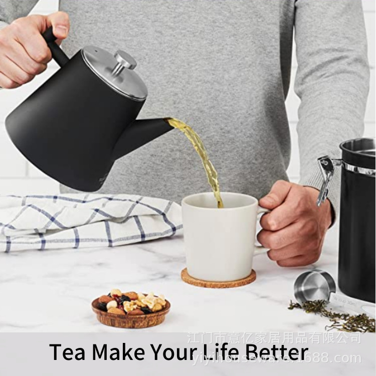 Cross-Border 304 Stainless Steel French Press Pot, French-Style Filter Hand-Brewed Coffee Pot, Double-Layer Filter Mesh, Insulated Pot Set