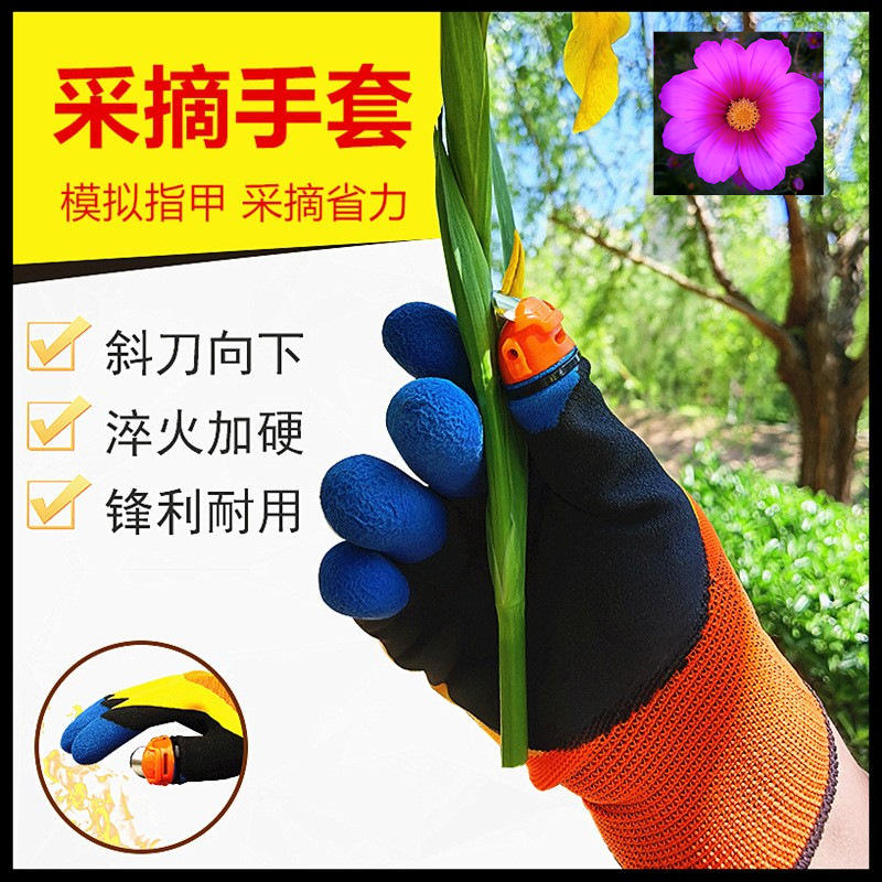 摘花椒手套剥玉米皮专用摘果器农易摘豆角剥蒜掐菜拇指刀采摘手套