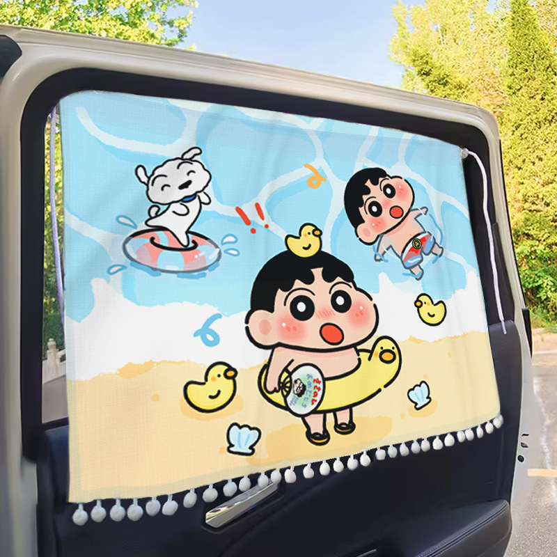 車のサンシェードフロントガラス車内日焼け止め断熱サンシェード漫画かわいい車内ユニバーサルサンシェード|undefined