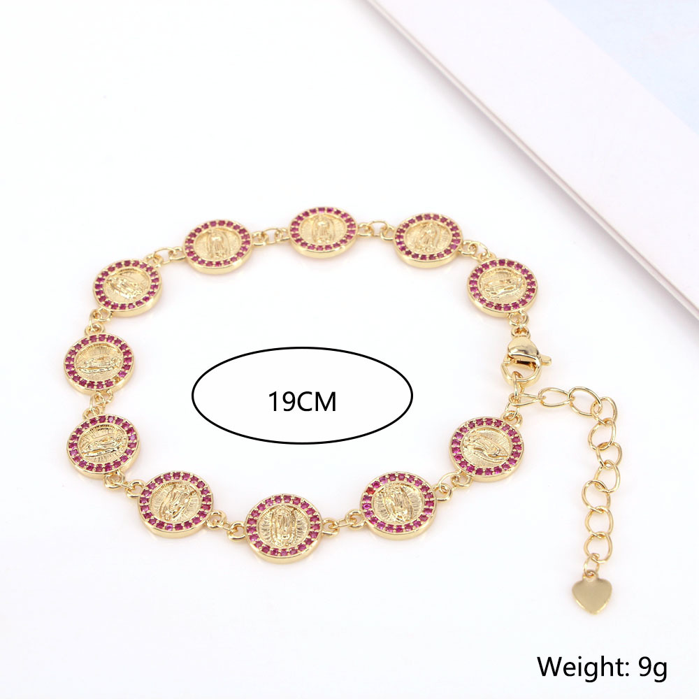 Glam Round Metal Inlay Zircon Bracelets