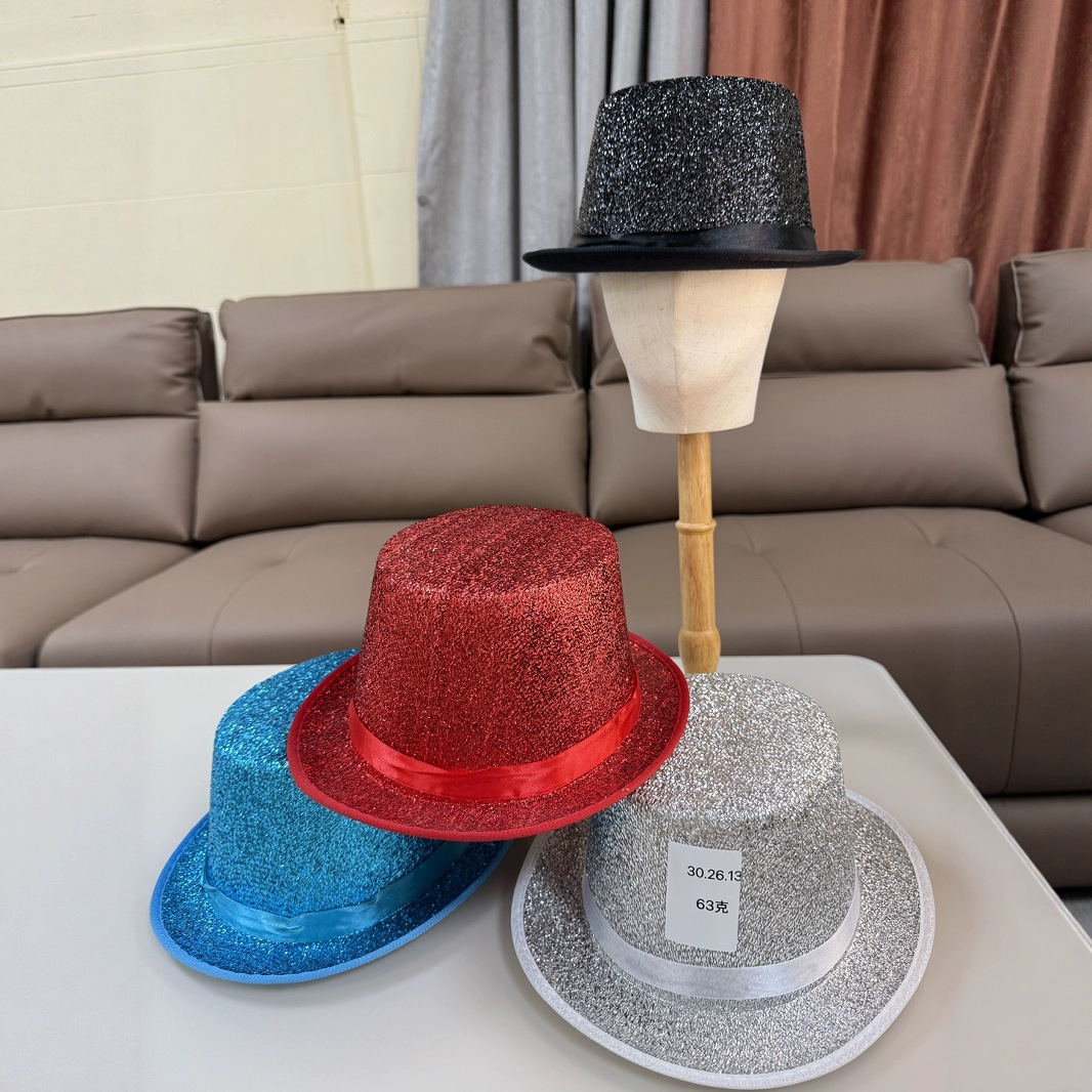 Top Hat Jazz Hat Magician Rain Silk Lincoln High Hat Party Hat Sequin Hat Performance Dance Christmas Hat