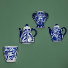 青花瓷花瓶 摆件装饰品玄关壁挂纯手绘蓝釉半边花瓶 家居挂墙花瓶