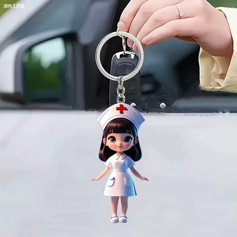 Decoración transfronteriza. El nuevo modelo. Acrílico lindo enfermera pequeña hermana accesorios colgante llavero nuevo bolso de regalo