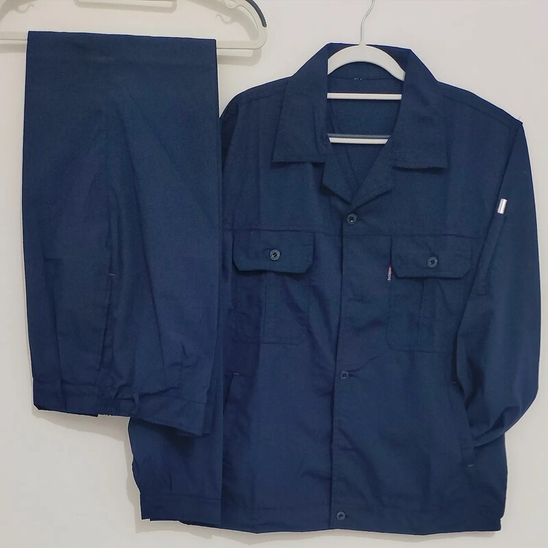 夏の薄いタイプのポリエステル綿の純色のボタンの労働保護服の長袖のスーツの工場の工場の自動車修理機は物流を修理します。|undefined