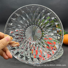 玻璃钻石纹盘水果盘KTV酒吧小吃碟无铅透明零食碟钻石盘餐具