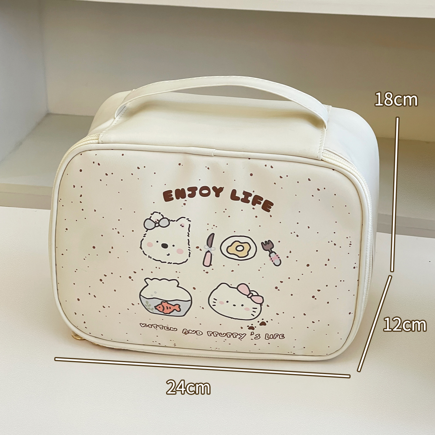 Bolsa de cosméticos original linda tridimensional de gran capacidad 2025 nueva bolsa de almacenamiento de partición portátil femenina bolsa de almacenamiento de cosméticos