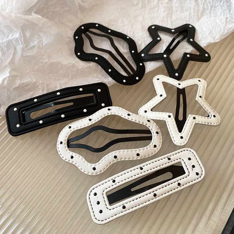 黑白波点星星发夹额前碎发刘海夹可爱通勤BB夹甜酷辣妹潮流发饰女详情18